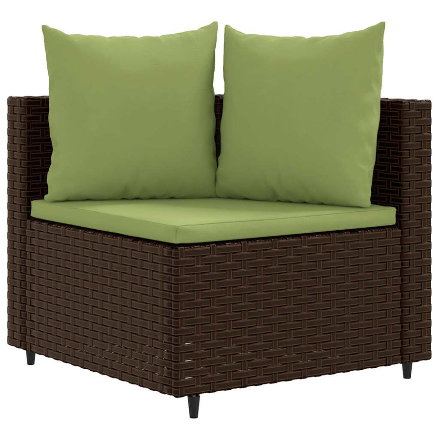 8-delige Loungeset met kussens poly rattan bruin