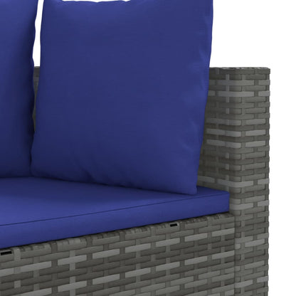 8-delige Loungeset met kussens poly rattan grijs