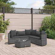 Loungeset 6-delig poly rattan grijs