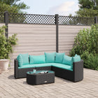 6-piece Lounge Set with Cushions Poly Rattan Black