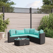Loungeset 6-delig poly rattan zwart