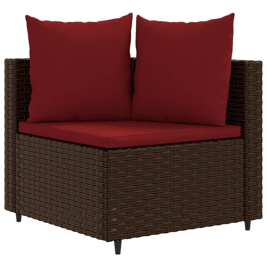 6-delige Loungeset met kussens poly rattan bruin