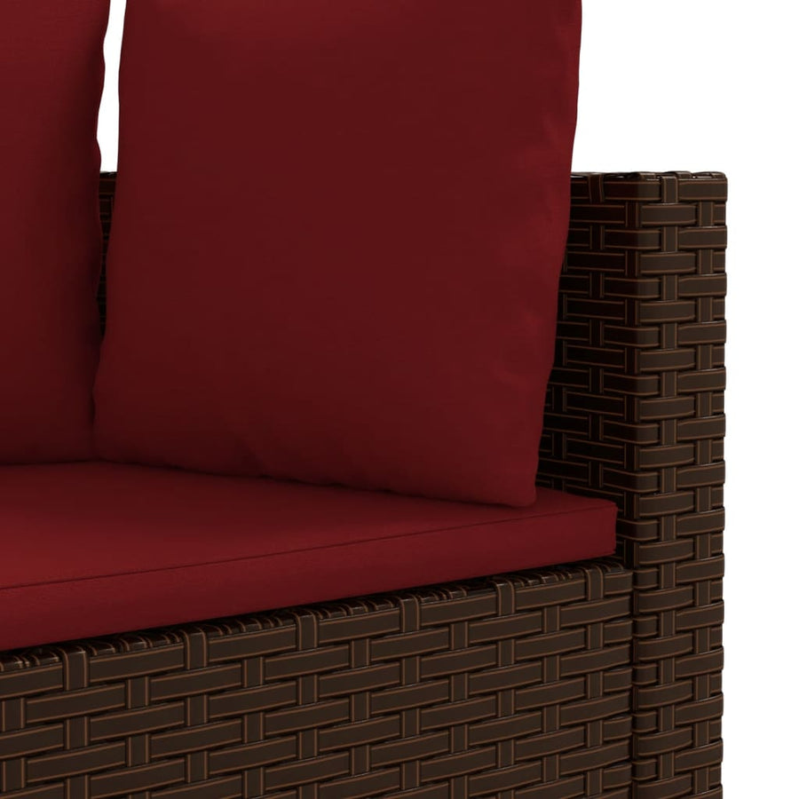 6-delige Loungeset met kussens poly rattan bruin