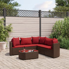 6-piece Lounge Set with Cushions Poly Rattan Brown