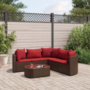 Loungeset 6-delig poly rattan bruin