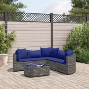 Loungeset 6-delig poly rattan grijs