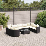 Loungeset 10-delig poly rattan zwart