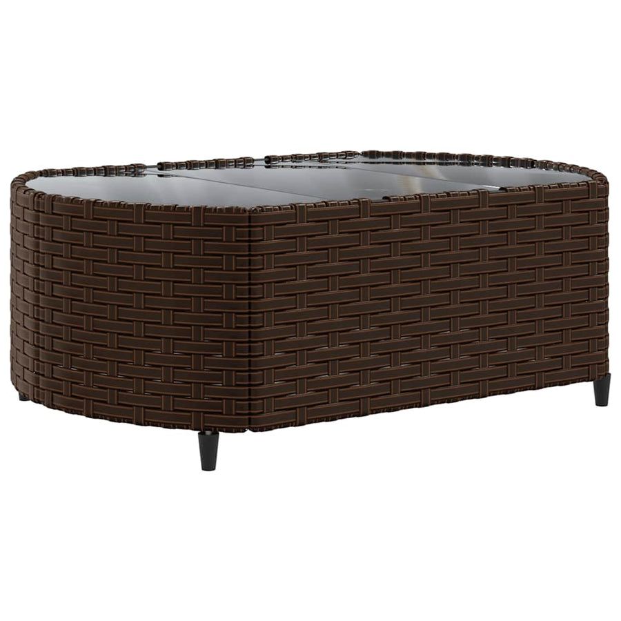 Loungeset Met Kussens Poly Rattan Bruin en crème