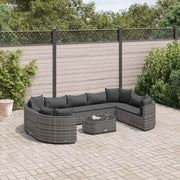 Loungeset 10-delig poly rattan grijs