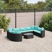 Loungeset 10-delig poly rattan zwart