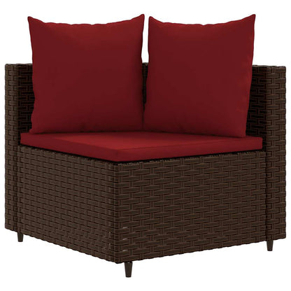 10-delige Loungeset met kussens poly rattan bruin