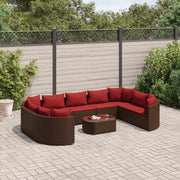 Loungeset poly rattan bruin 10-delig