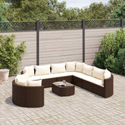 Loungeset 10-delig poly rattan bruin