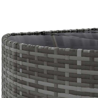 10-delige Loungeset met kussens poly rattan grijs