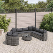 Loungeset 10-delig poly rattan grijs