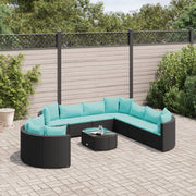 Loungeset poly rattan 10-delig zwart