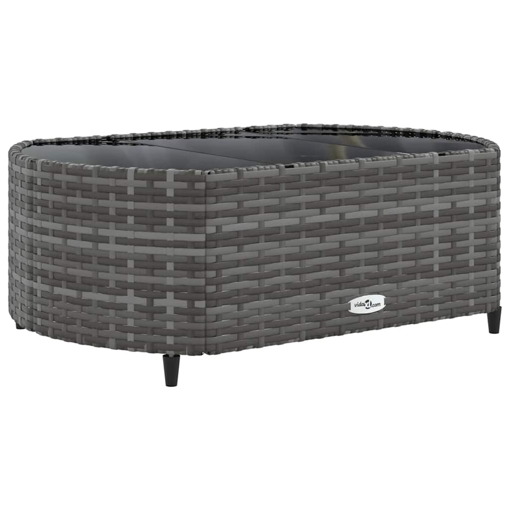 Loungeset Met Kussens Poly Rattan Grijs en blauw