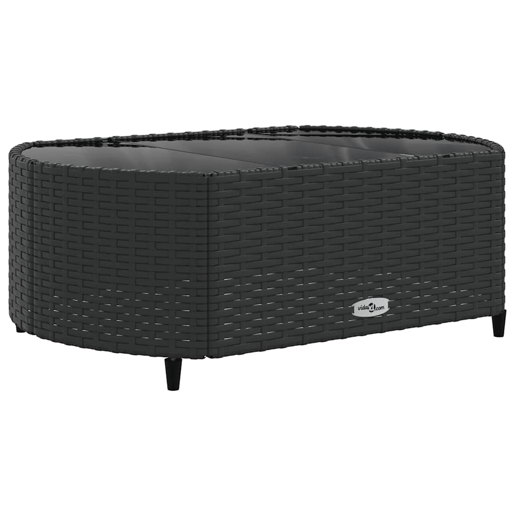 Loungeset Met Kussens Poly Rattan Zwart en crème