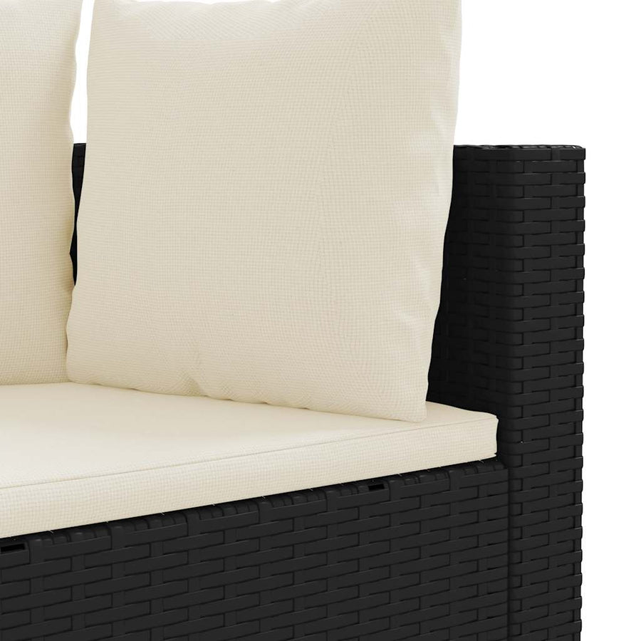 Loungeset Met Kussens Poly Rattan Zwart en crème
