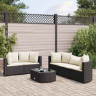 Loungeset poly rattan zwart crème kussens