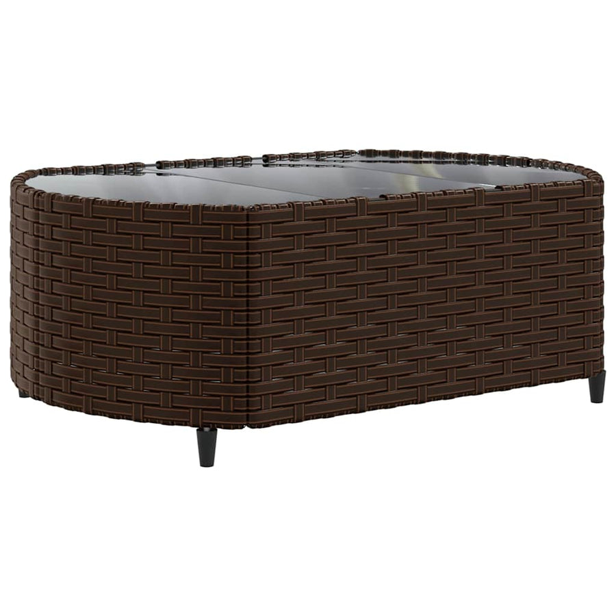 Loungeset Met Kussens Poly Rattan Bruin en crème
