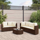 Loungeset poly rattan bruin met crème kussens