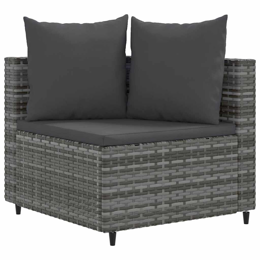 6-delige Loungeset met kussens poly rattan grijs