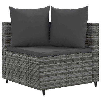 6-delige Loungeset met kussens poly rattan grijs