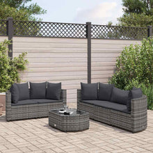 6-delige Loungeset met kussens poly rattan grijs