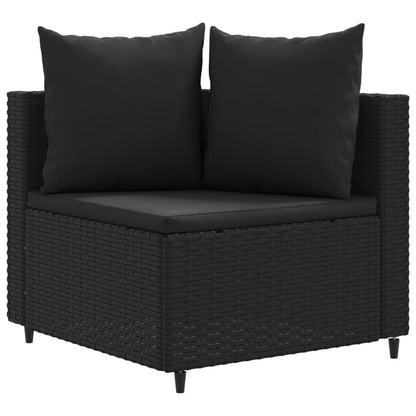 6-delige Loungeset met kussens poly rattan zwart
