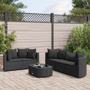Loungeset 6-delig poly rattan zwart