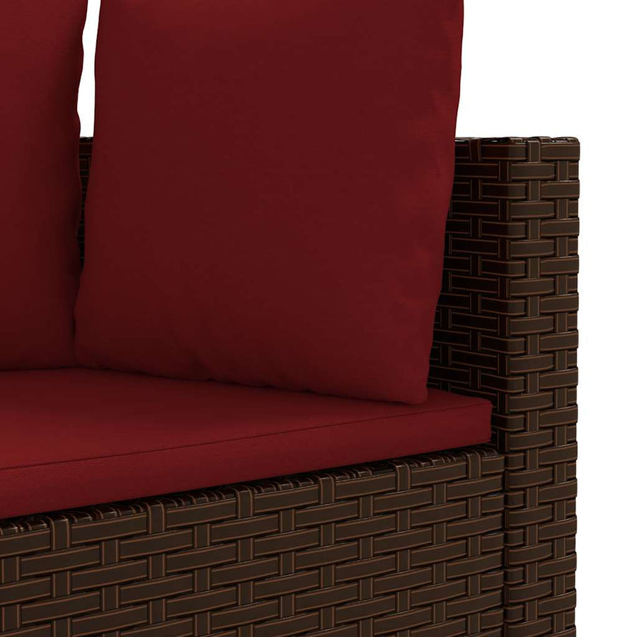 6-delige Loungeset met kussens poly rattan bruin