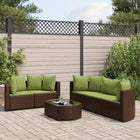 6-piece Lounge Set with Cushions Poly Rattan Brown