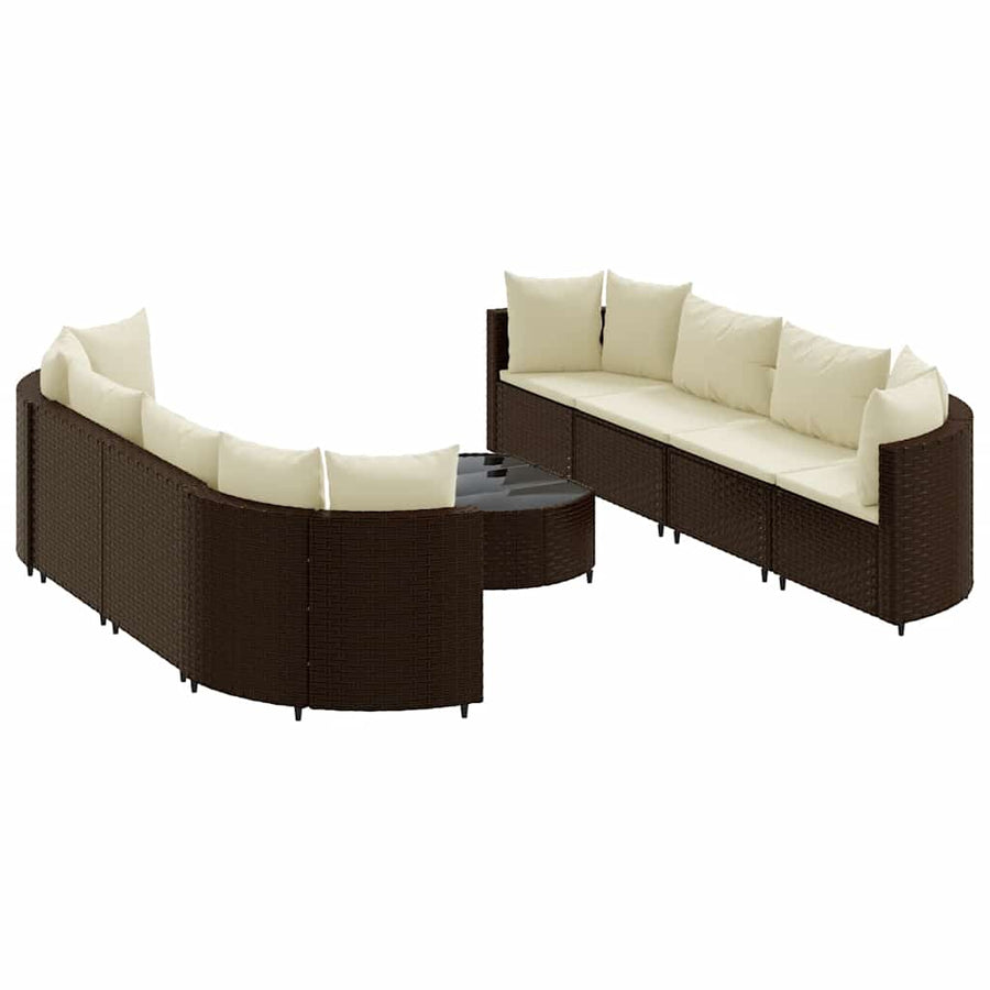 9-Delige Loungeset Met Kussens Poly Rattan 8
