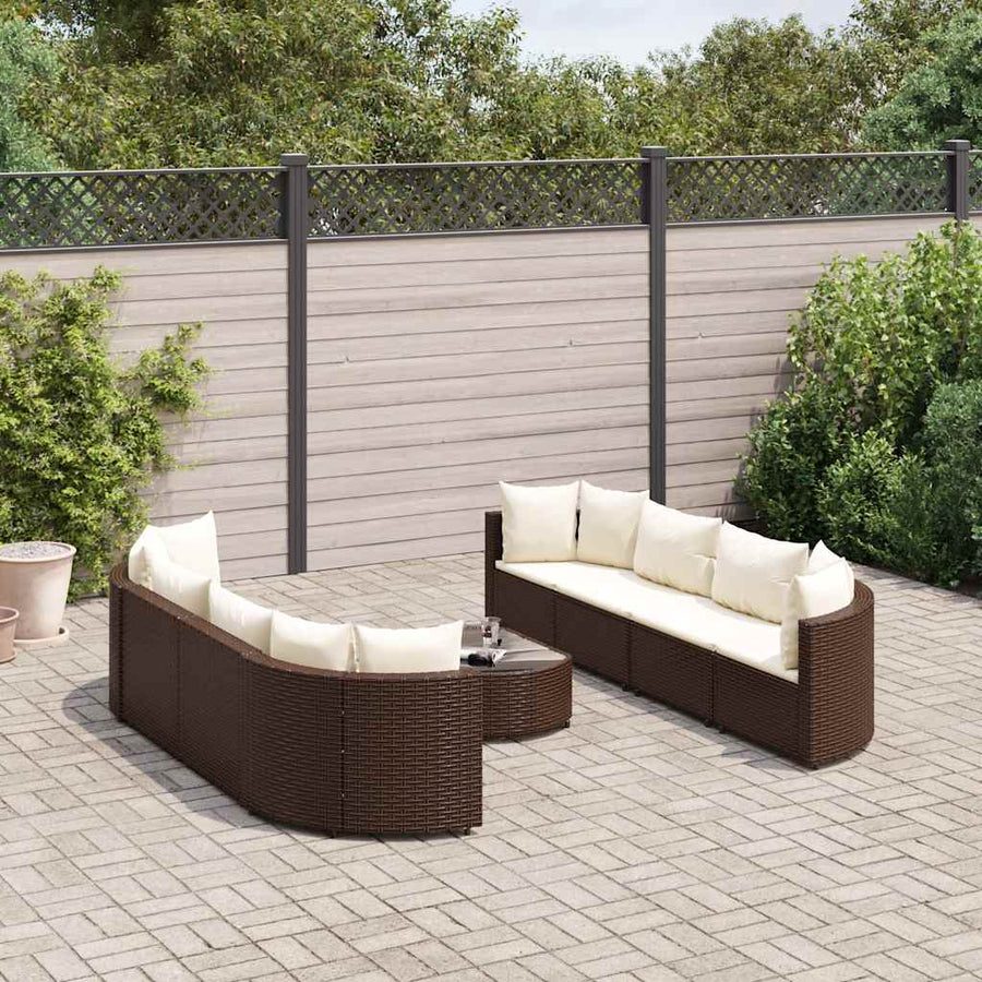 9-Delige Loungeset Met Kussens Poly Rattan 8