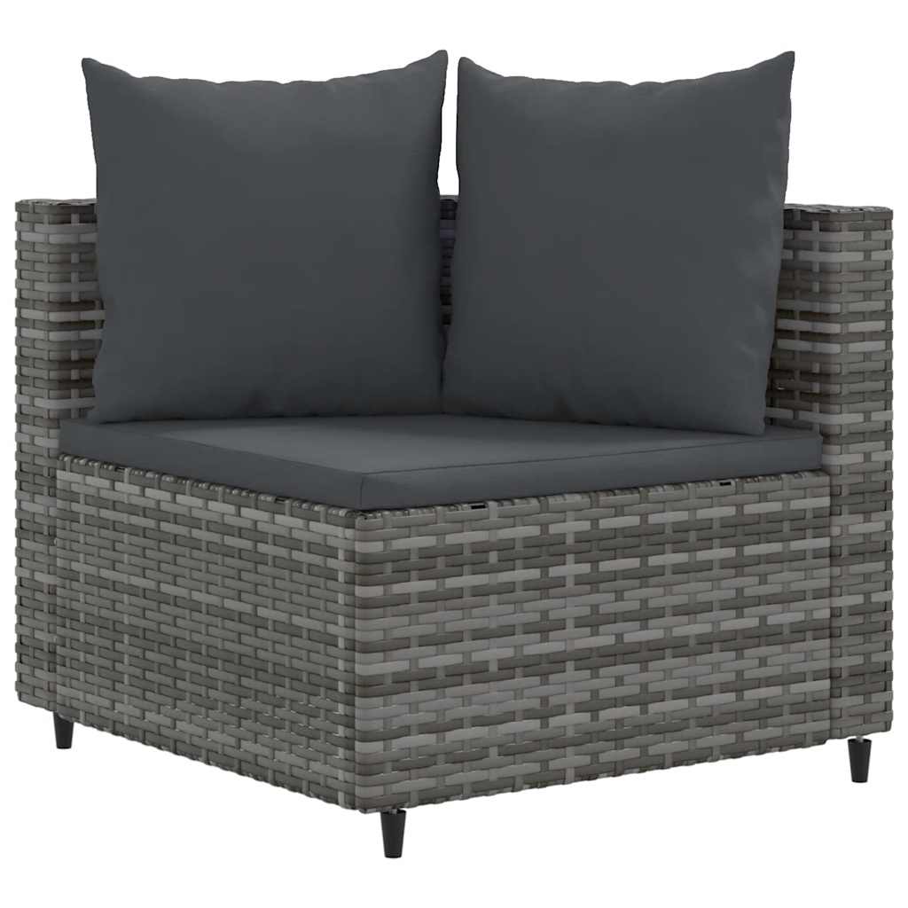 9-delige Loungeset met kussens poly rattan grijs