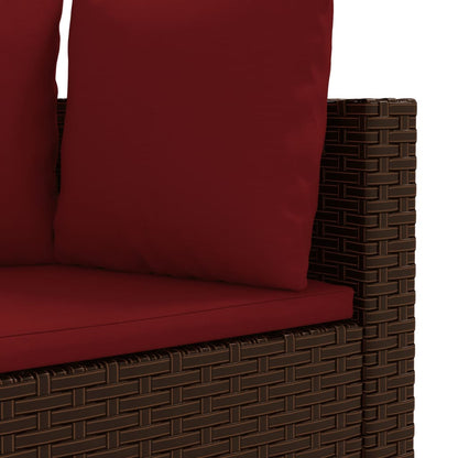 9-delige Loungeset met kussens poly rattan bruin