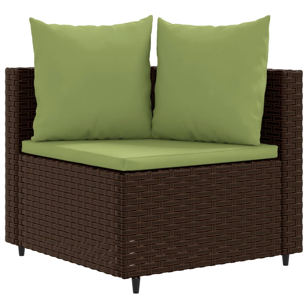 9-delige Loungeset met kussens poly rattan bruin