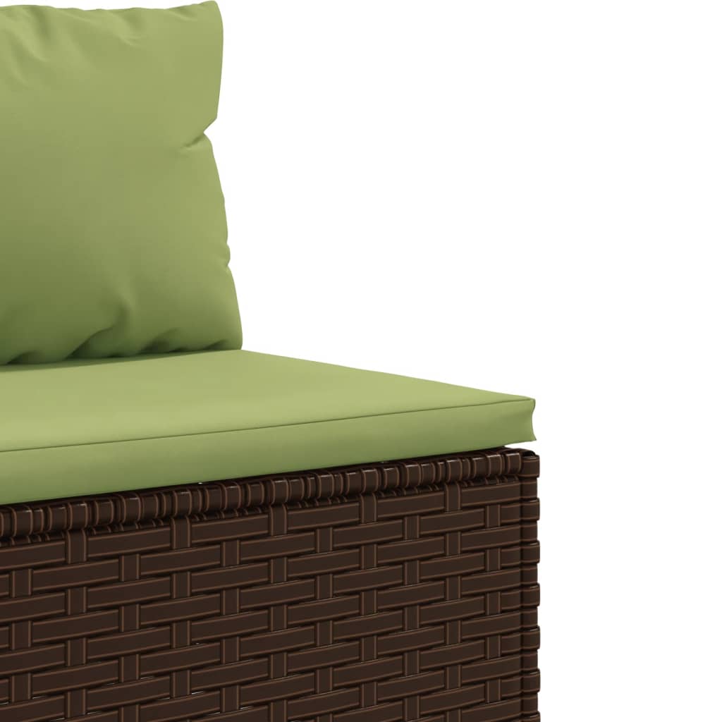 9-delige Loungeset met kussens poly rattan bruin