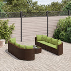 9-piece Lounge Set with Cushions Poly Rattan Brown