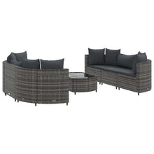 7-delige Loungeset met kussens poly rattan grijs