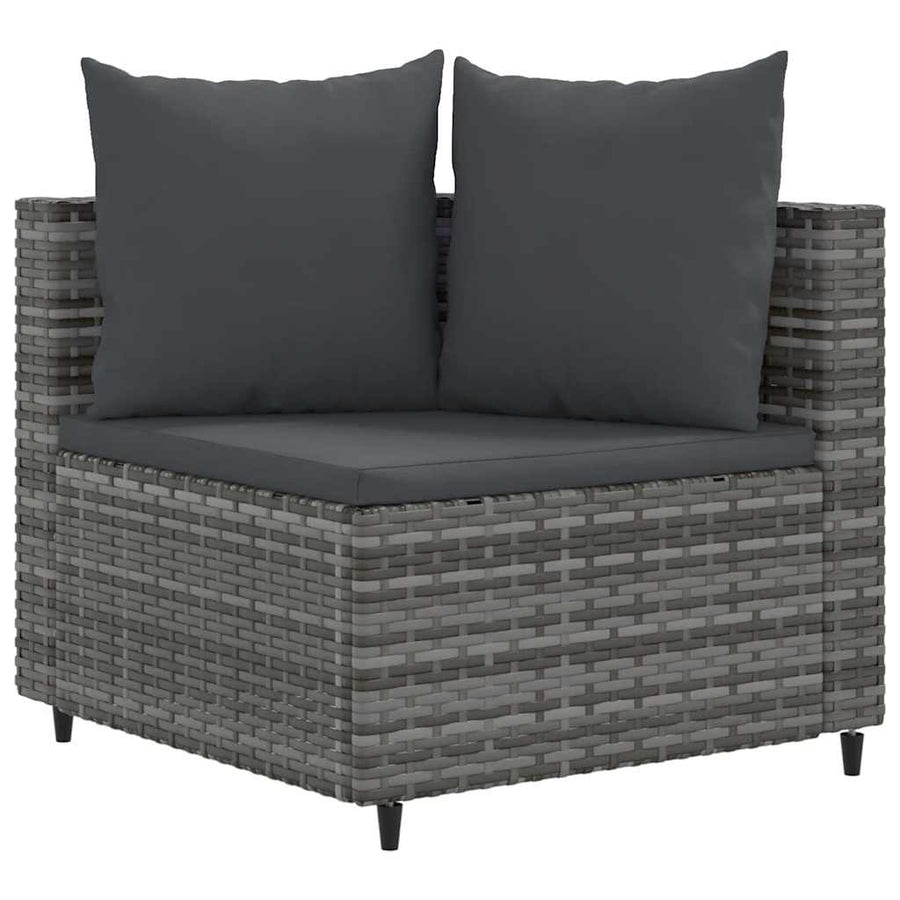 7-delige Loungeset met kussens poly rattan grijs