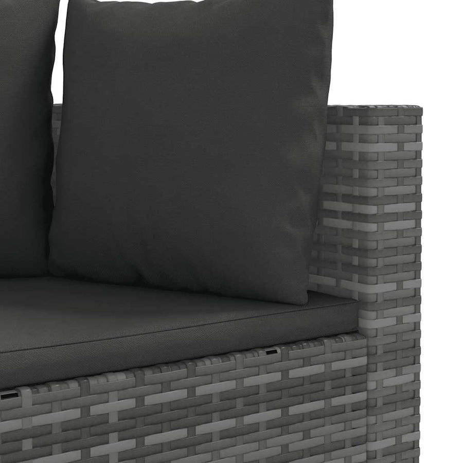 7-delige Loungeset met kussens poly rattan grijs
