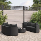 7-delige Loungeset met kussens poly rattan zwart