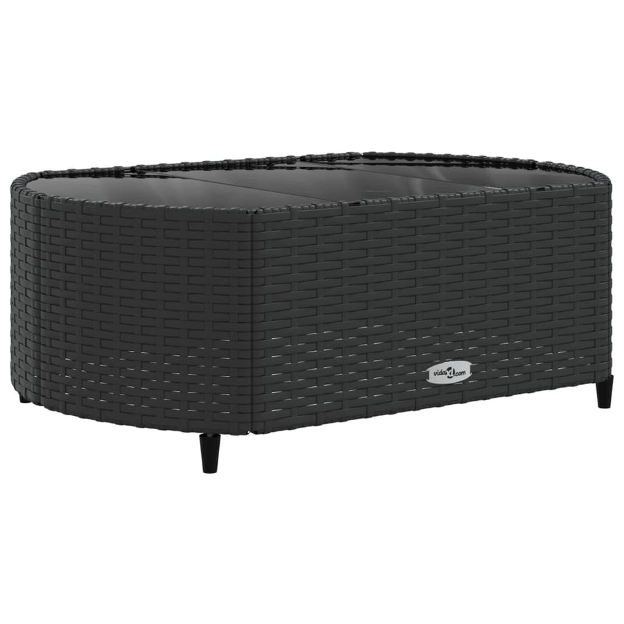 7-delige Loungeset met kussens poly rattan zwart