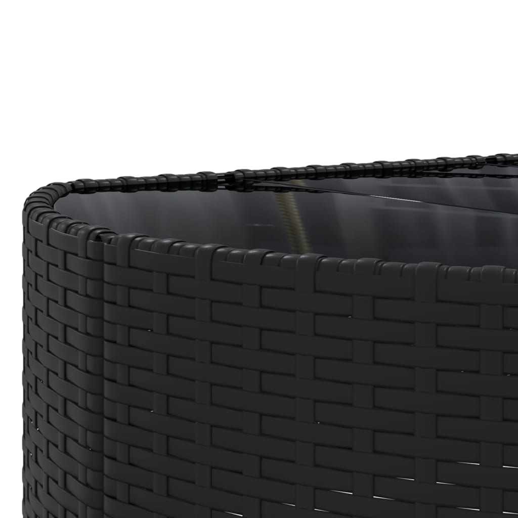 7-delige Loungeset met kussens poly rattan zwart