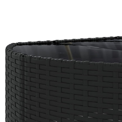 7-delige Loungeset met kussens poly rattan zwart
