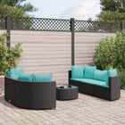 7-delige Loungeset met kussens poly rattan zwart