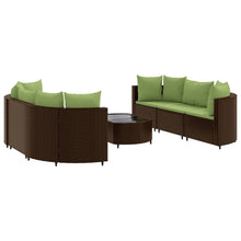 7-delige Loungeset met kussens poly rattan bruin