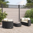 5-delige Loungeset met kussens poly rattan zwart